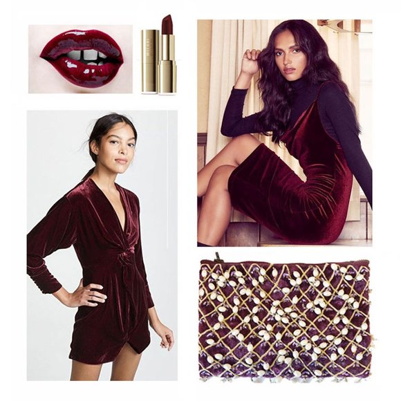 Anthropologie PEARL-SWEPT VELVET POUCH Bag Purse Clutch - Picture 2 of 6